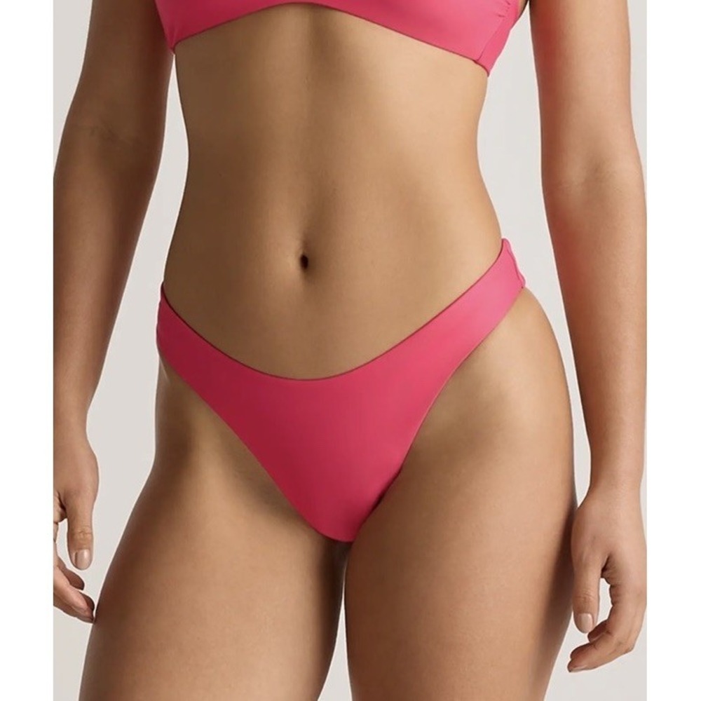 Quince Women's High Leg Bikini Bottom Hibiscus,‎ Size S, Italian Swimwear NWT